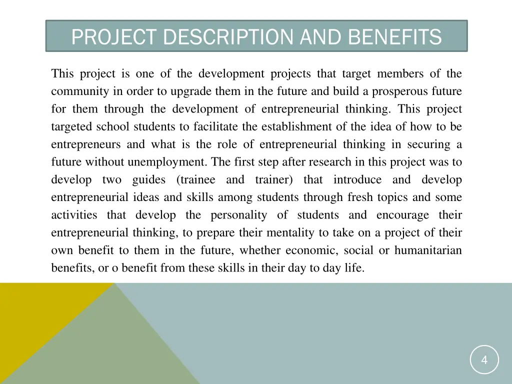 project description and benefits
