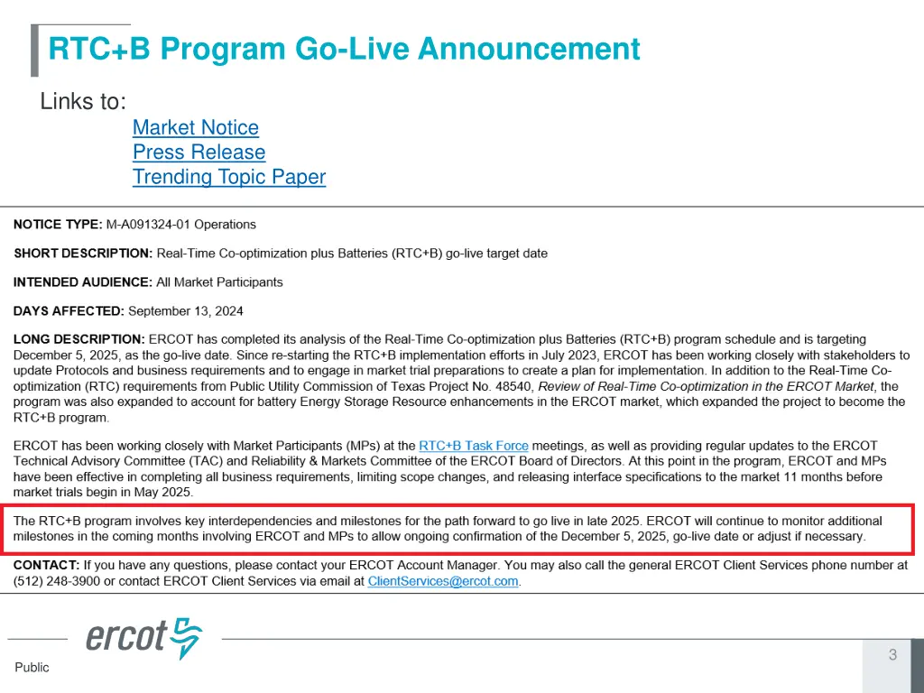 rtc b program go live announcement