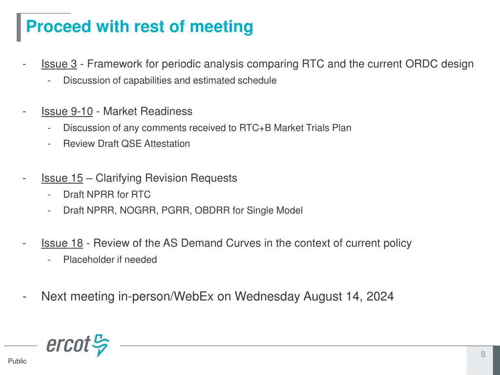 proceed with rest of meeting