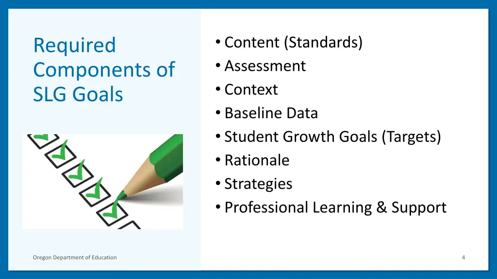 content standards assessment context baseline