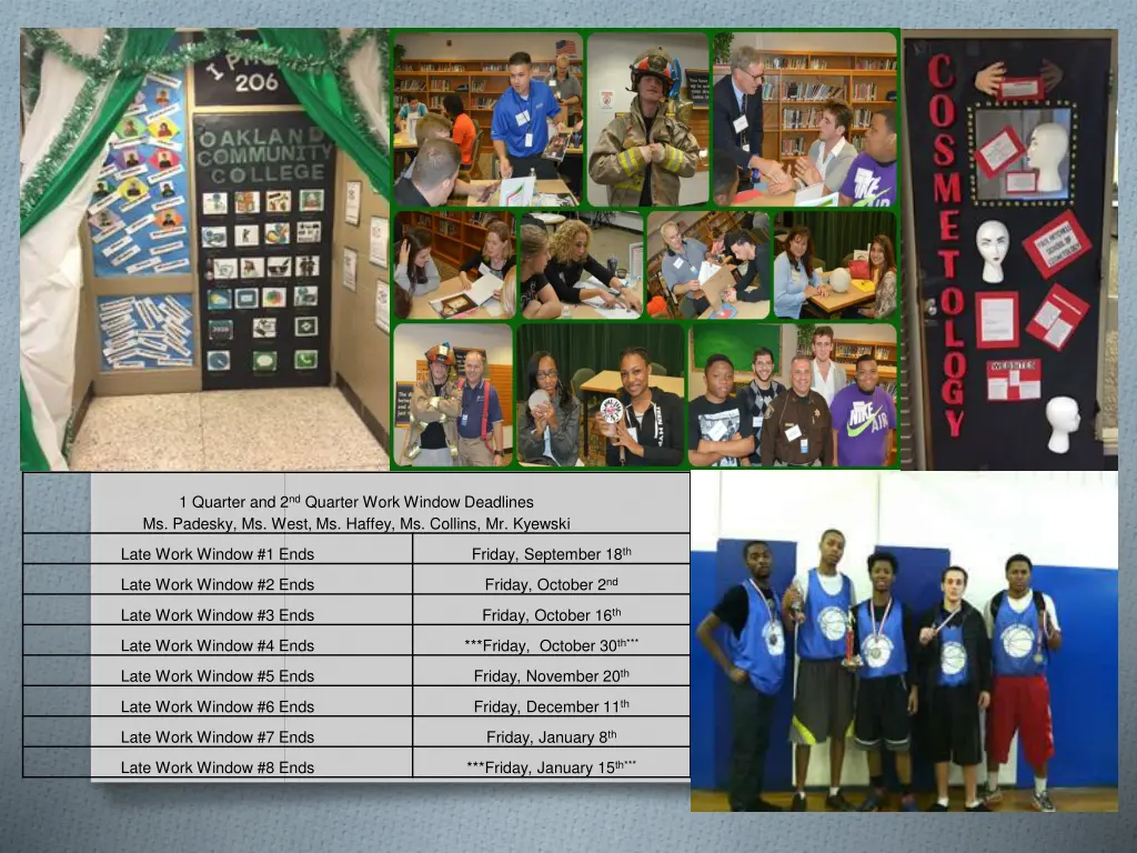 1 quarter and 2 nd quarter work window deadlines