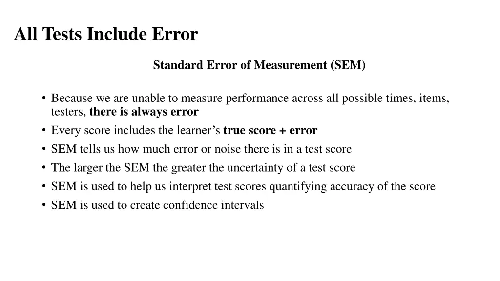 all tests include error