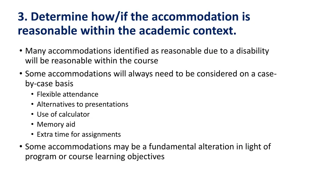 3 determine how if the accommodation