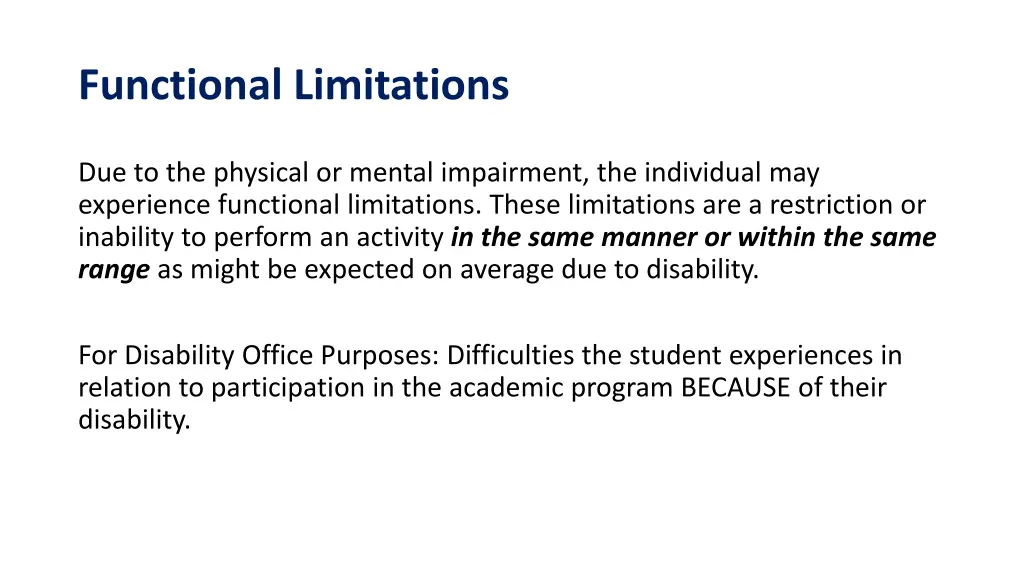 functional limitations