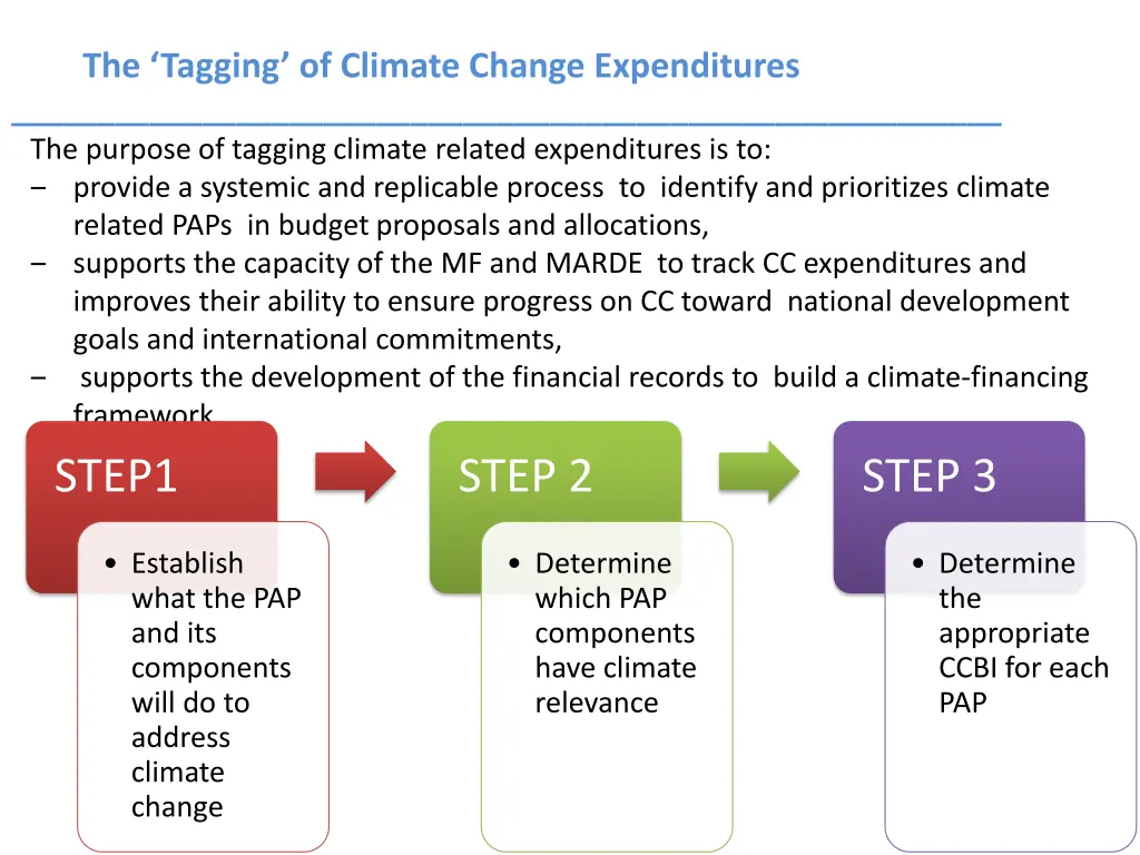 the tagging of climate change expenditures