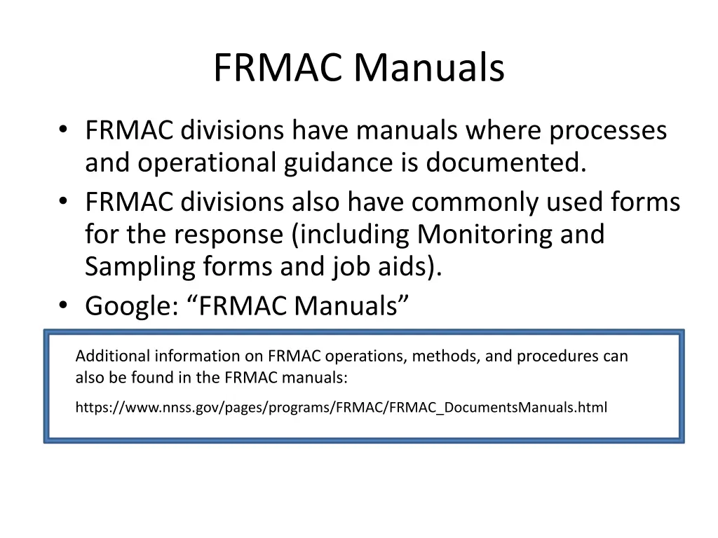 frmac manuals