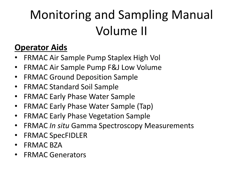 monitoring and sampling manual volume ii 1