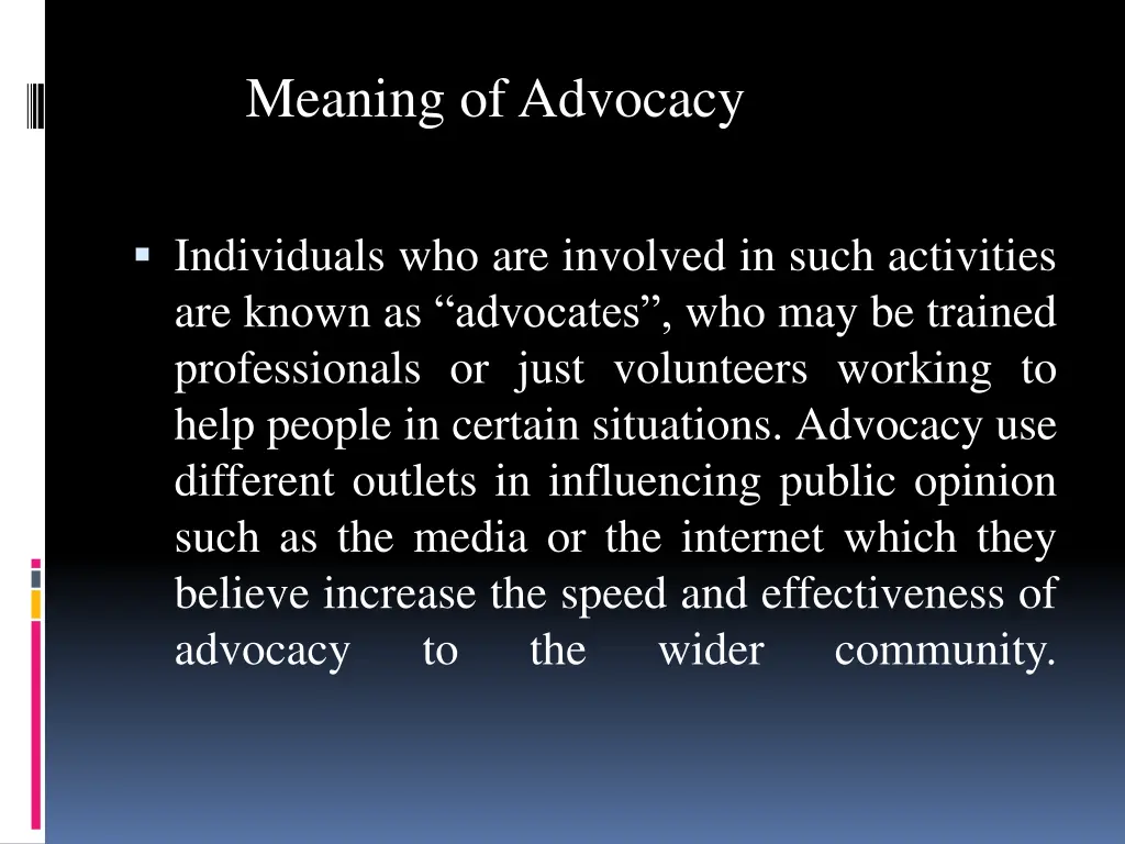 meaning of advocacy 1