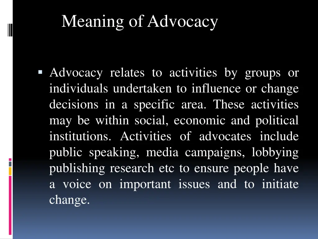 meaning of advocacy