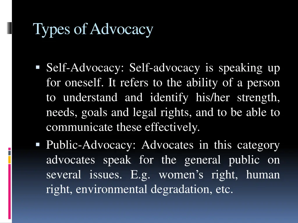 types of advocacy 1