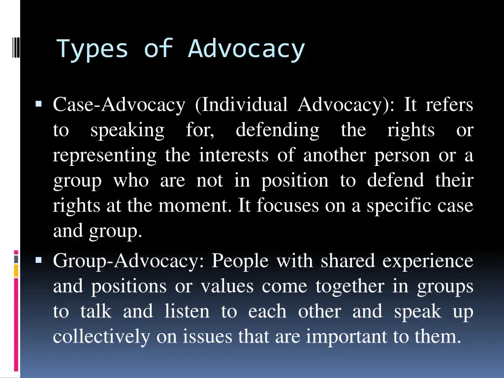 types of advocacy 2