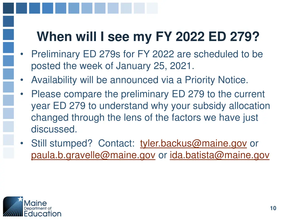 when will i see my fy 2022 ed 279 preliminary