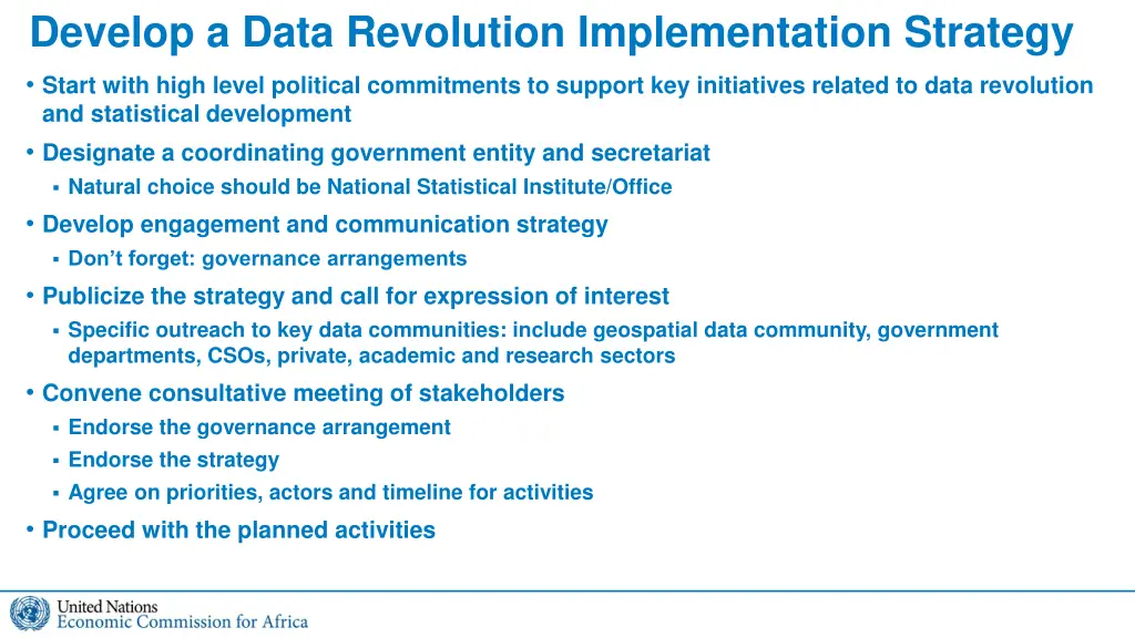 develop a data revolution implementation strategy