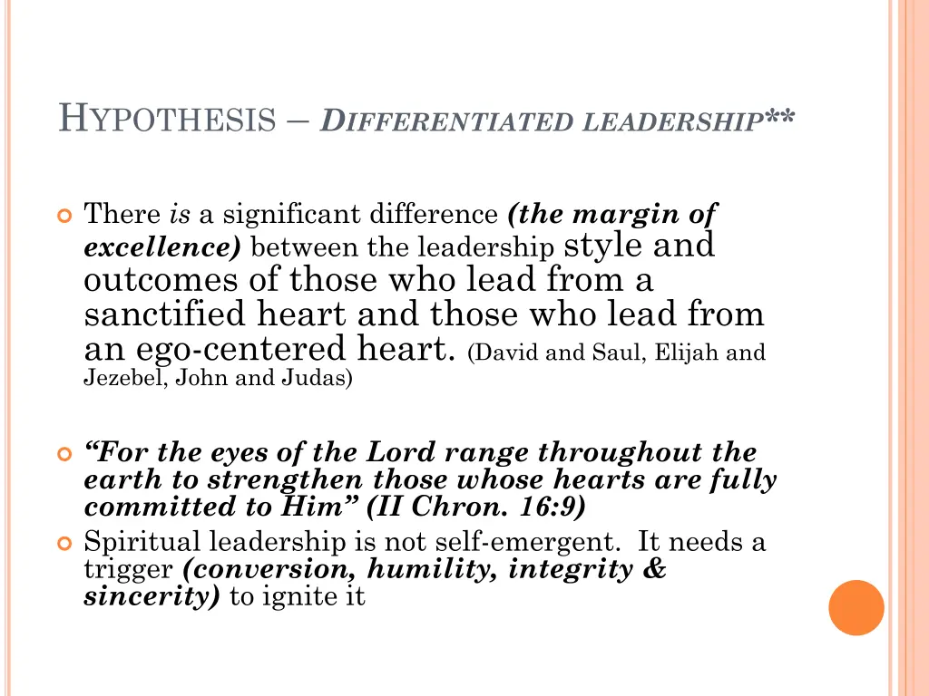 h ypothesis d ifferentiated leadership