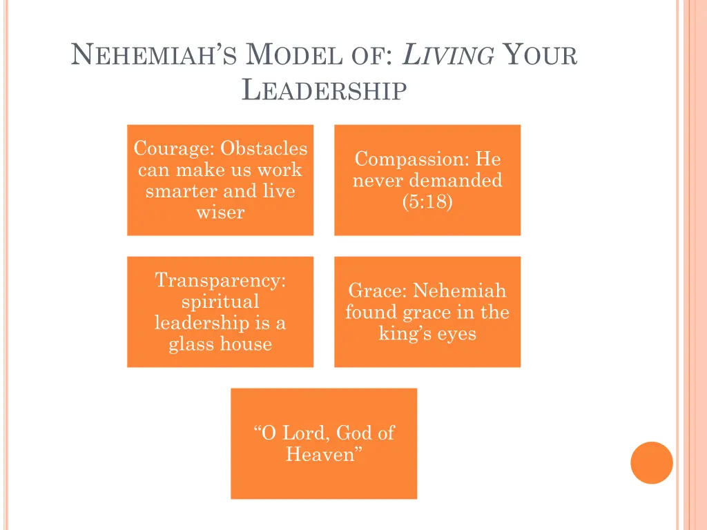 n ehemiah s m odel of l iving y our l eadership