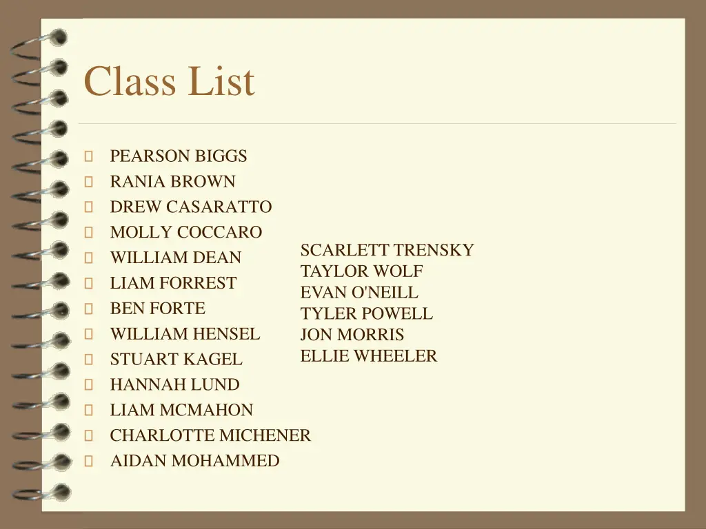 class list