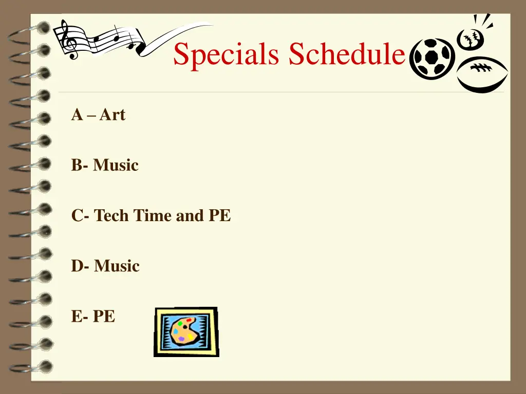 specials schedule