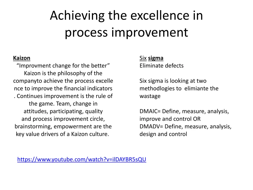 achieving the excellence in process improvement