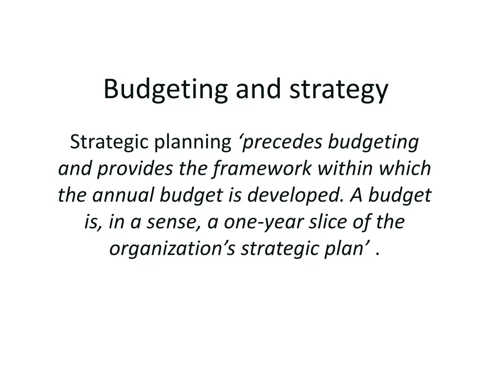 budgeting and strategy