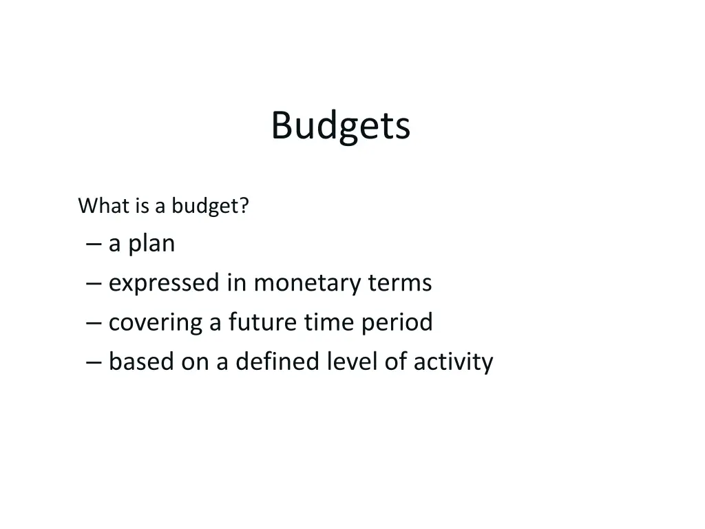 budgets