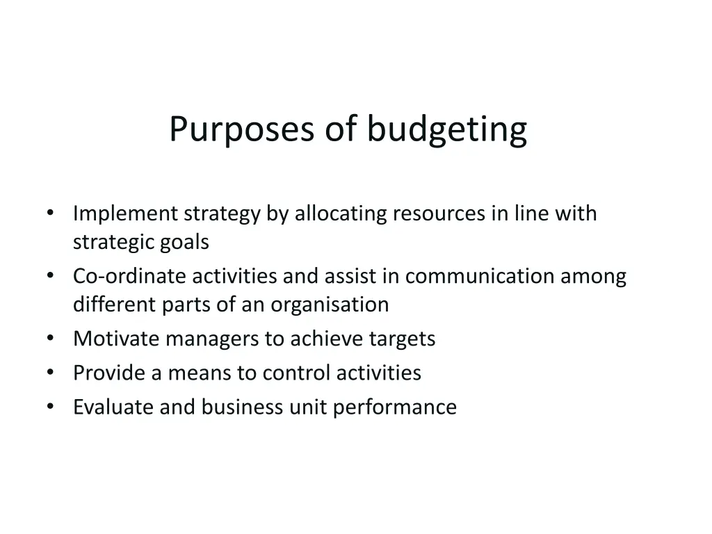 purposes of budgeting