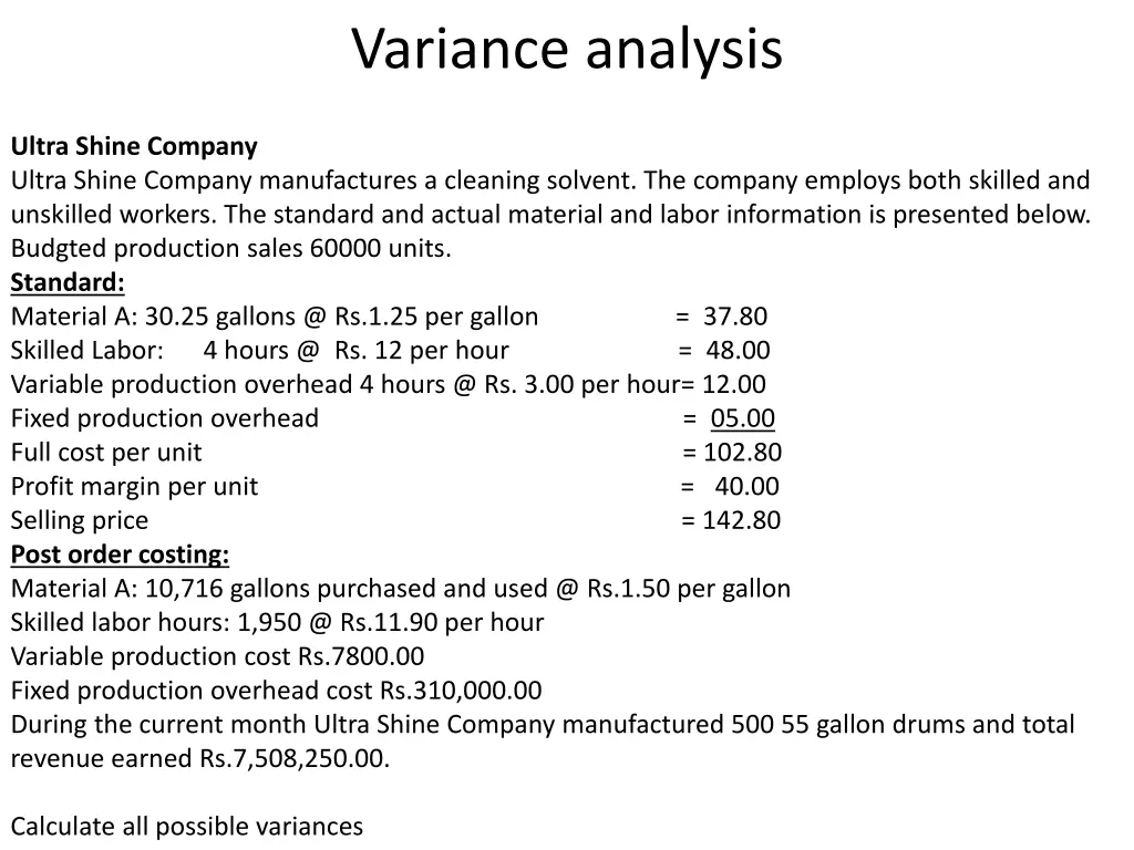 variance analysis