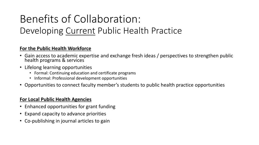 benefits of collaboration developing current