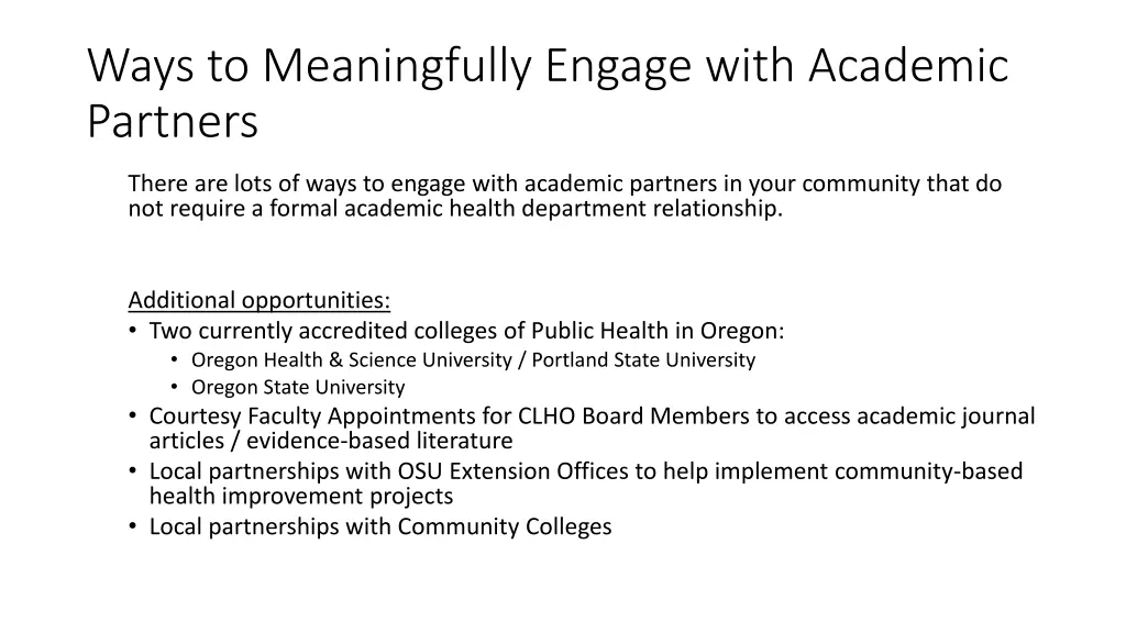 ways to meaningfully engage with academic partners