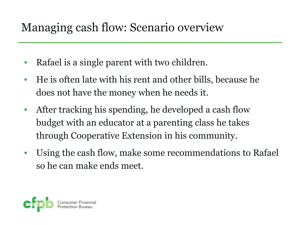managing cash flow scenario overview