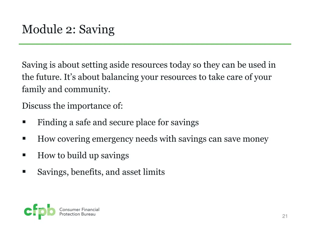 module 2 saving