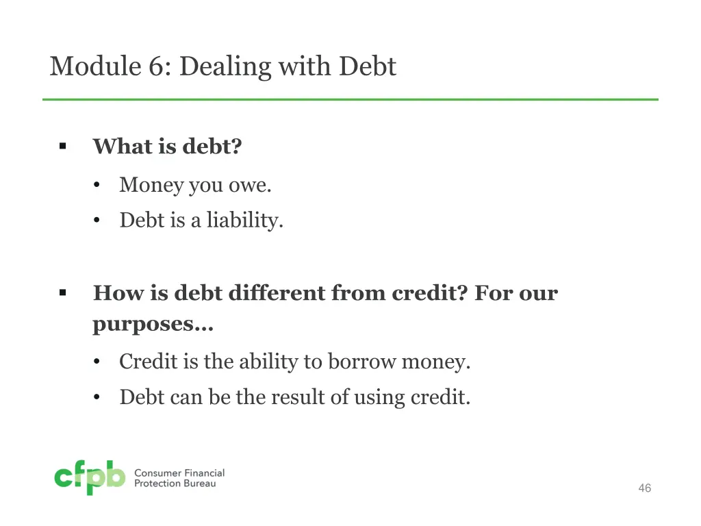 module 6 dealing with debt