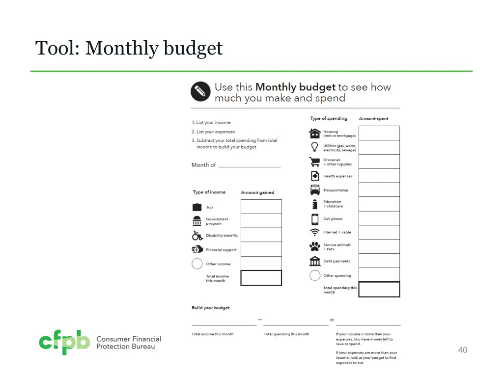 tool monthly budget
