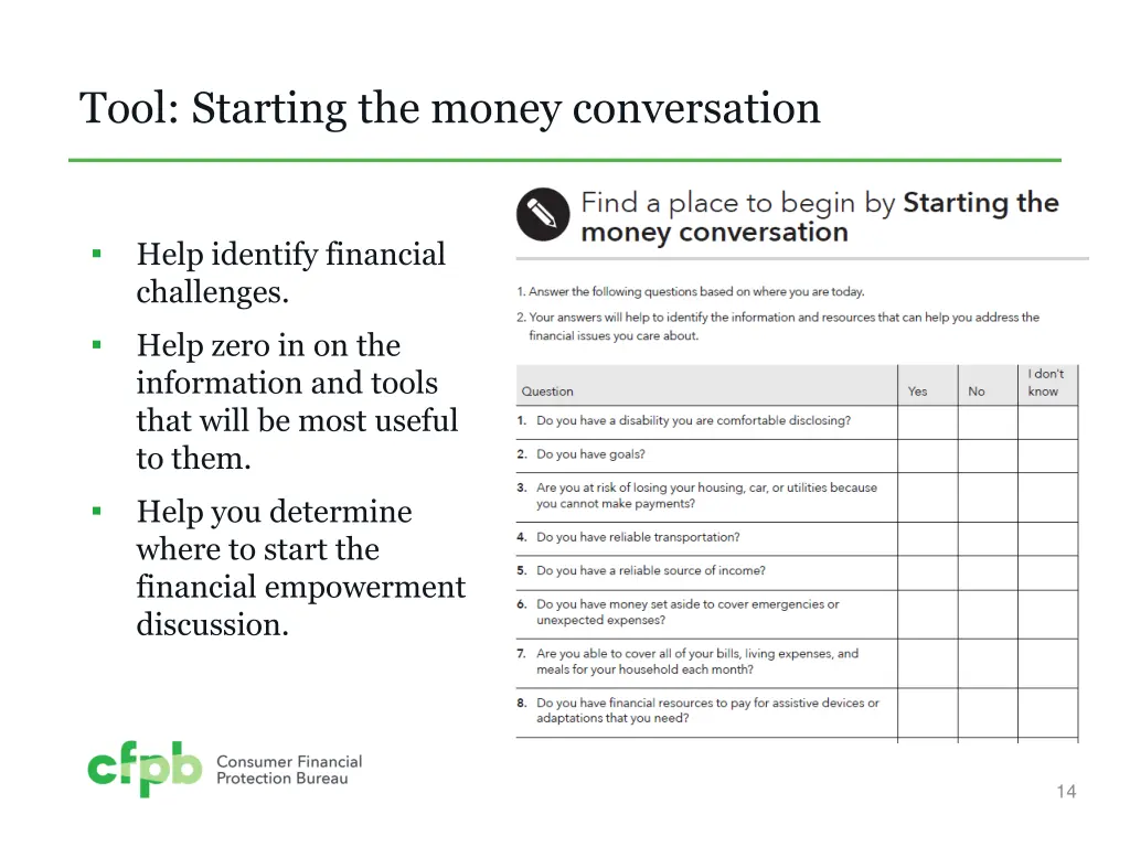 tool starting the money conversation