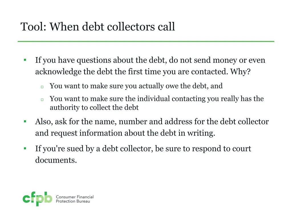 tool when debt collectors call