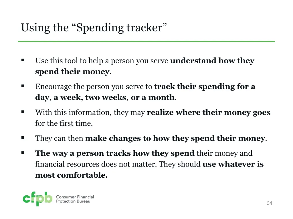 using the spending tracker