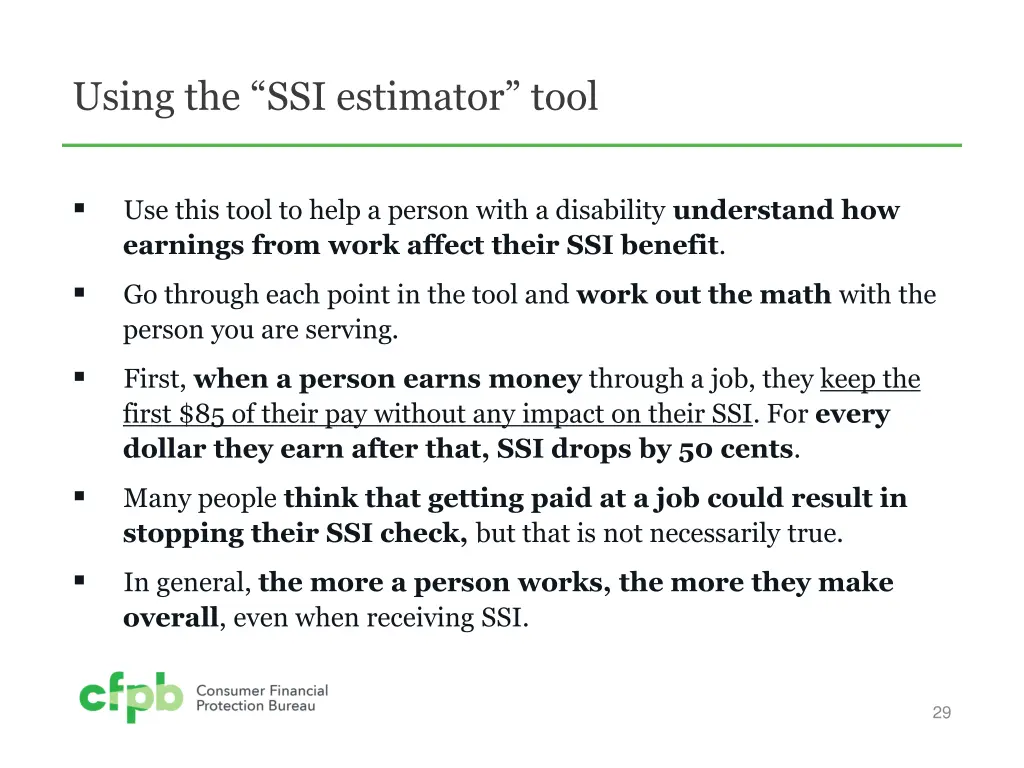 using the ssi estimator tool