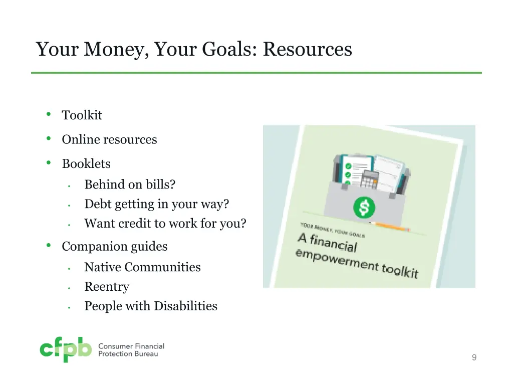 your money your goals resources
