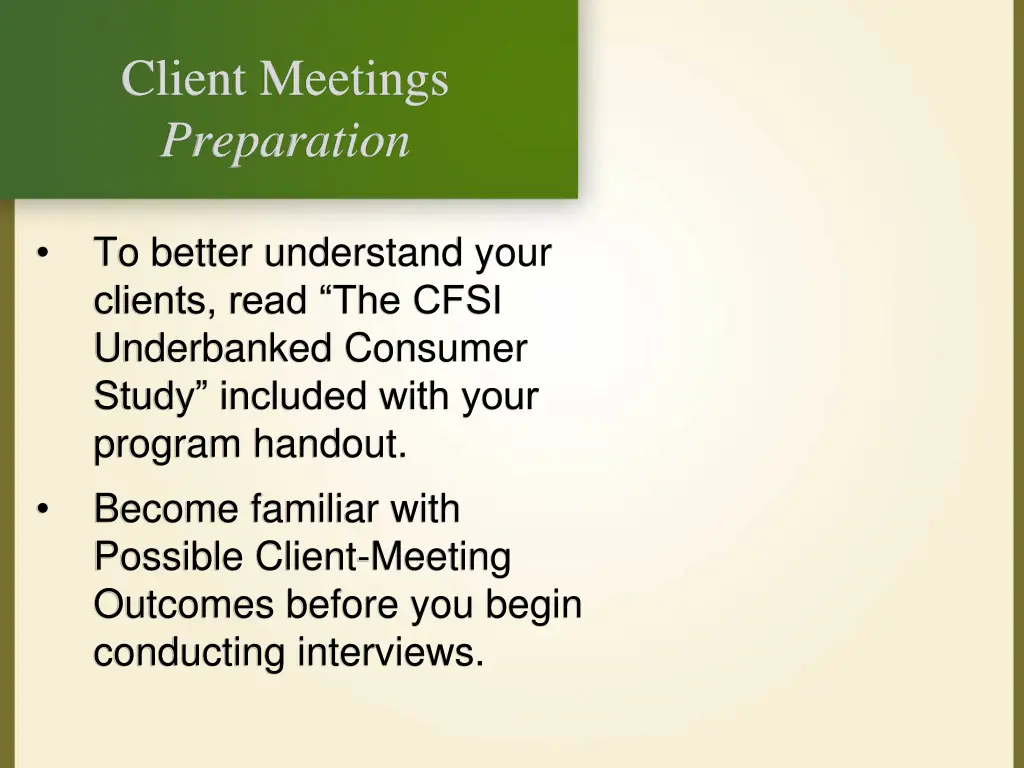 client meetings preparation