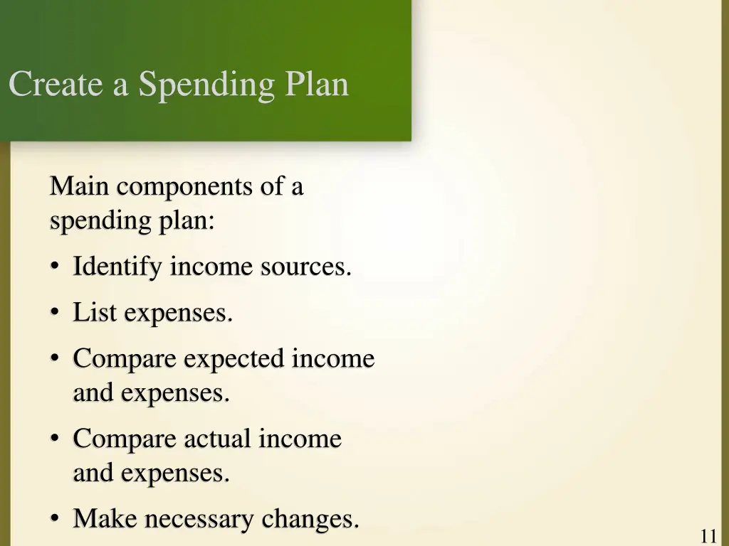 create a spending plan