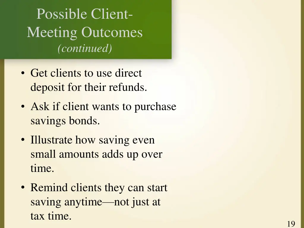 possible client meeting outcomes continued 1