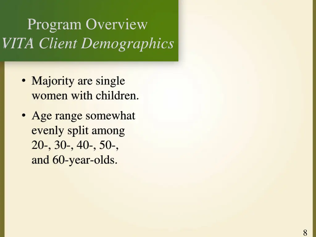 program overview vita client demographics