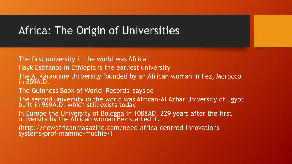africa the origin of universities