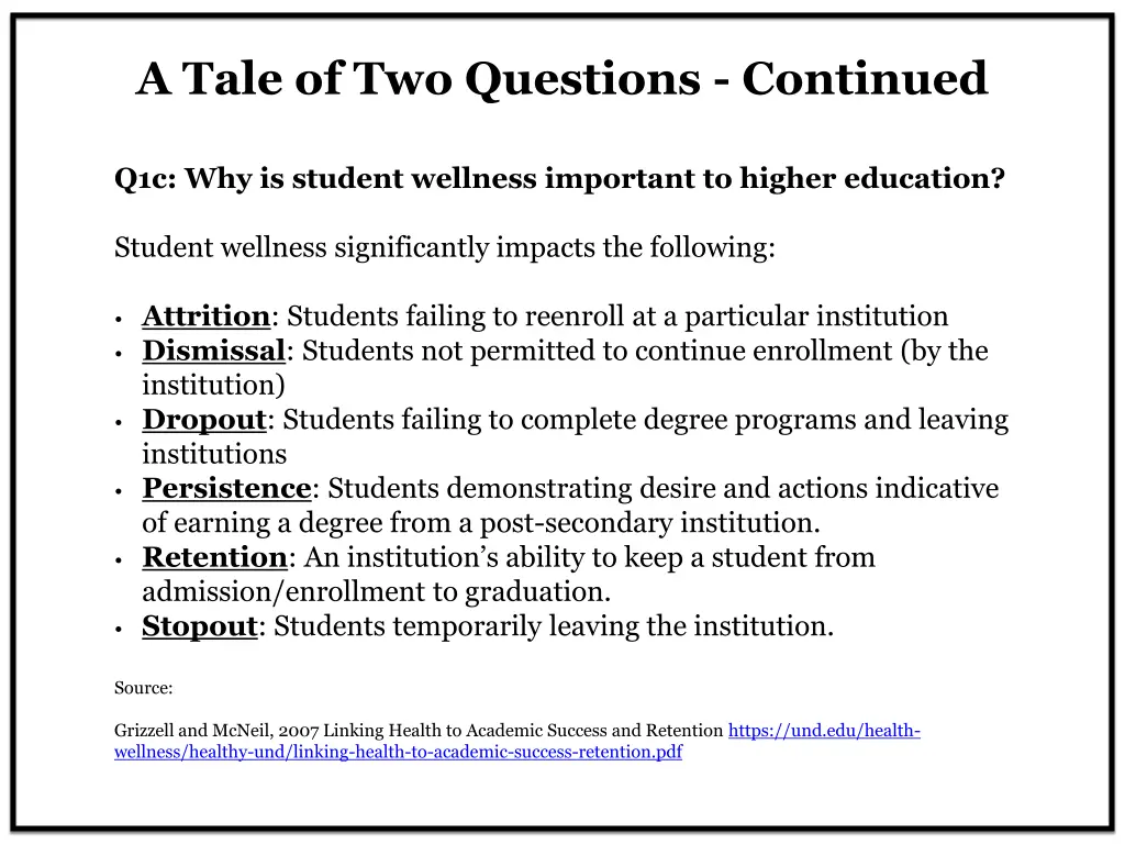 a tale of two questions continued