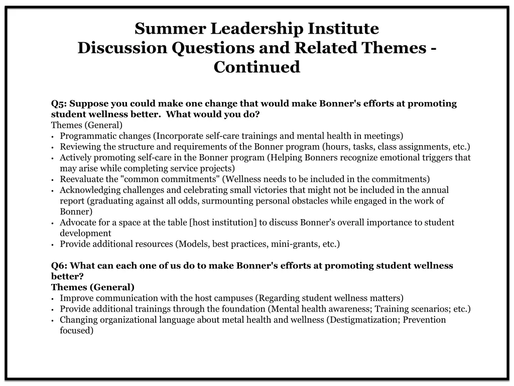 summer leadership institute discussion questions 1