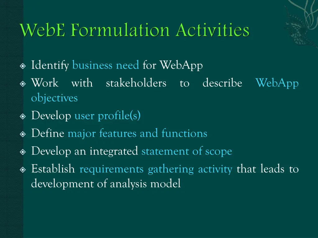 identify business need for webapp with