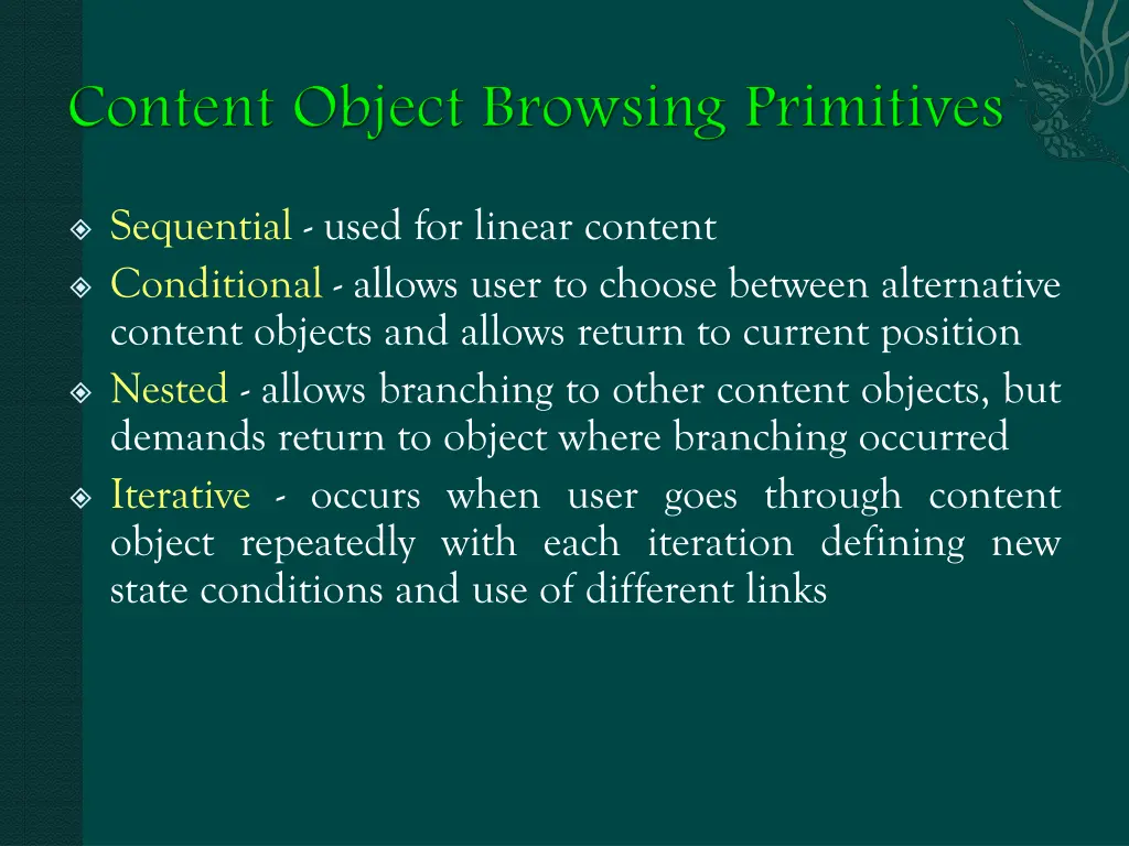 sequential used for linear content conditional