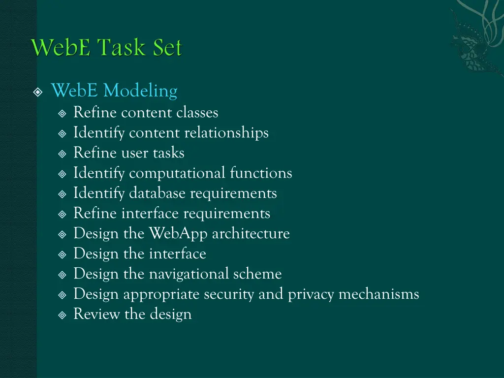 webe modeling refine content classes identify