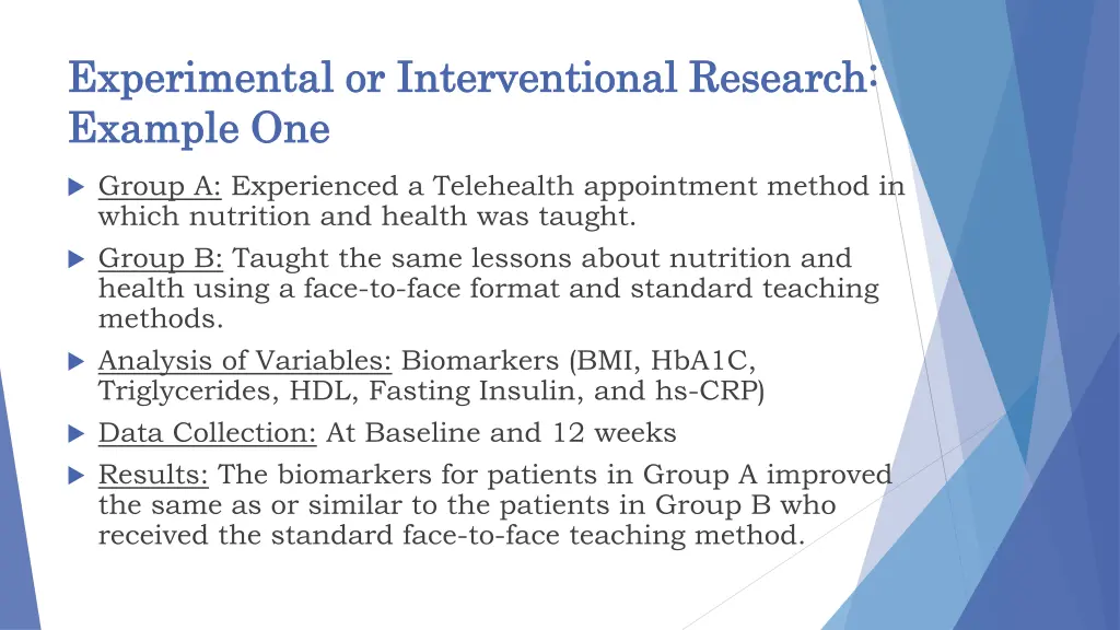 experimental or interventional research