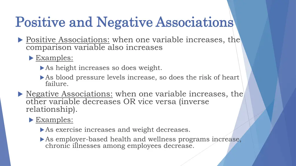 positive and negative associations positive