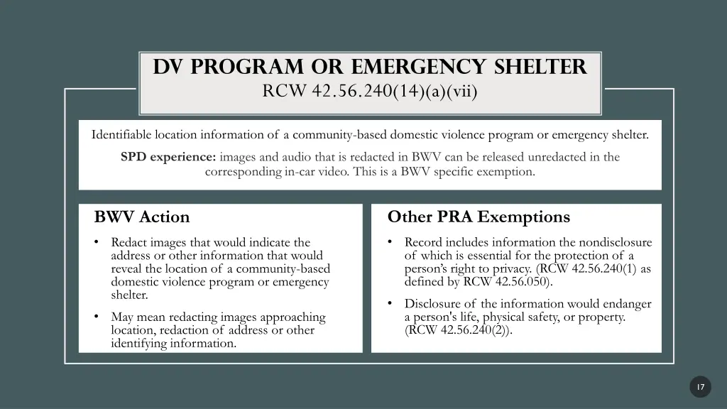 dv program or emergency shelter